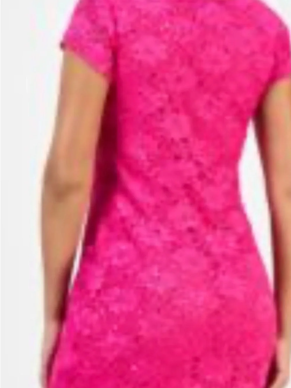connected apparel Hot Pink Lace Mini Dress with Sequins - Picture 2 of 3